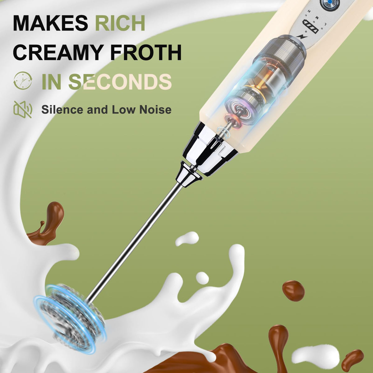 YUSWKO balloon-spring-hook heads create latte foam and foamy beverages
