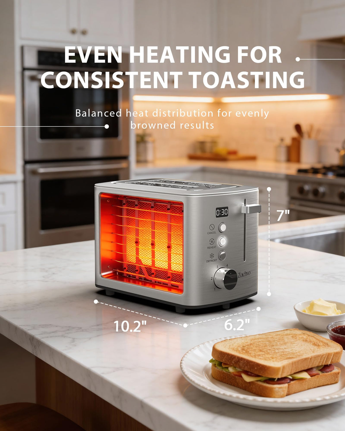 Removable crumb tray for quick cleanups in a compact design