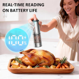 Zadelar grinder showing battery level and LED indicators for ready-to-use meals