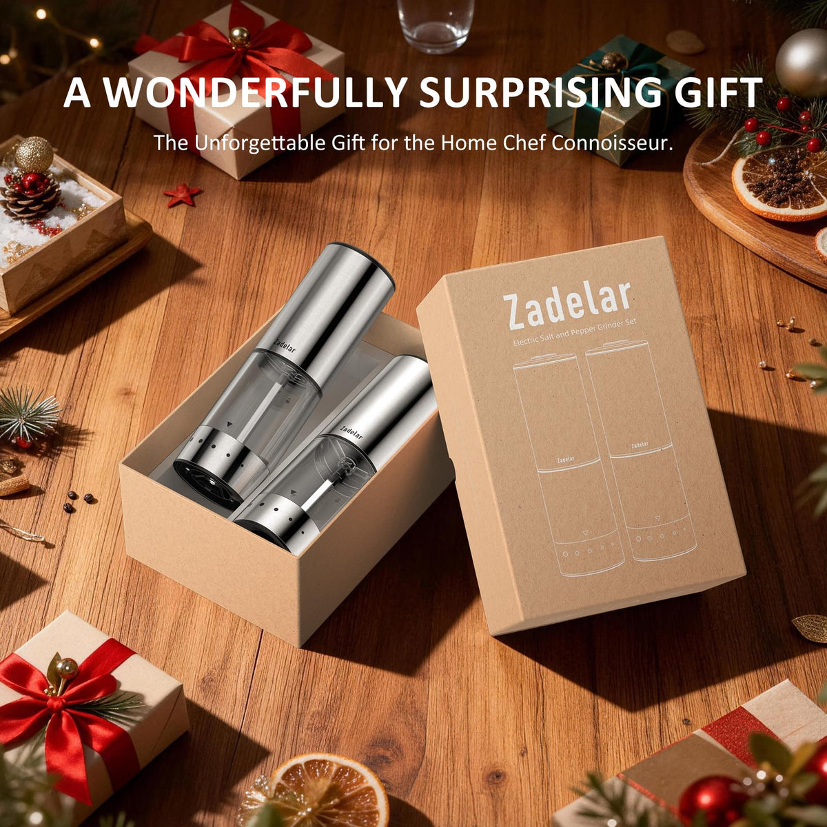 Zadelar one-touch grinding with LED light for consistent seasoning day or night