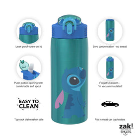 Zak Designs Stitch bottle leak-proof lid prevents spills in bags.