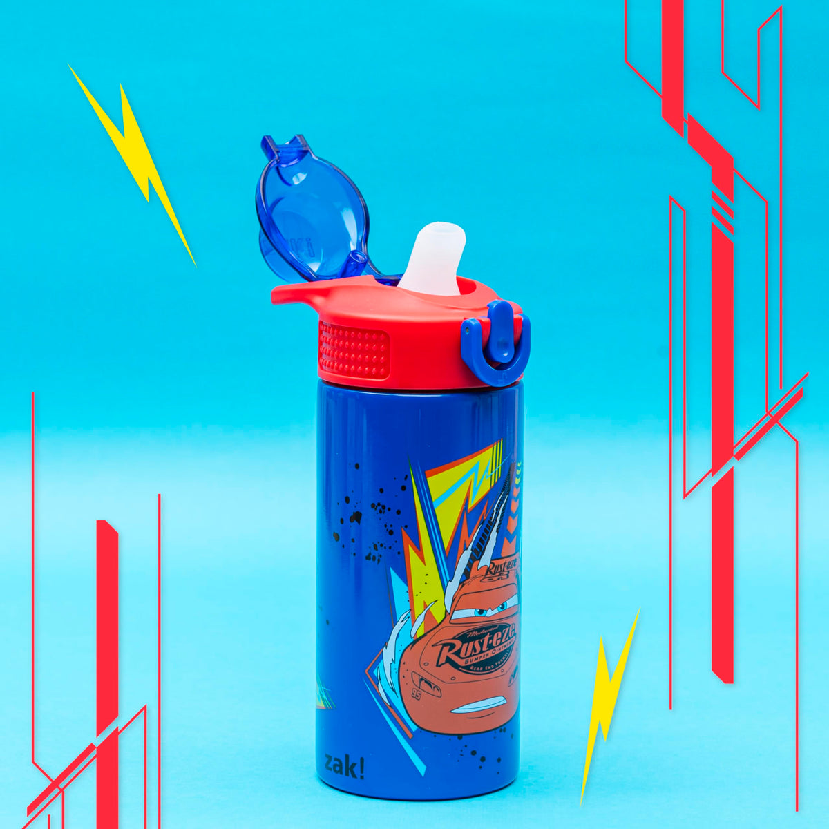 Leak-proof lid on Zak Designs Cars bottle with secure cap