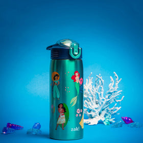 Disney Princess bottle shows vacuum insulation that keeps drinks cold longer