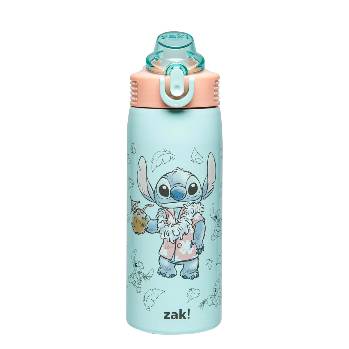 Zak Designs Disney Stitch 19oz bottle front view with durable stainless steel.