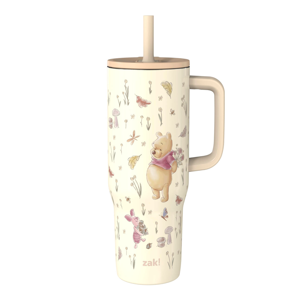 Zak Designs Winnie the Pooh Sutton tumbler front view, durable 30 oz steel for on-the-go hydration