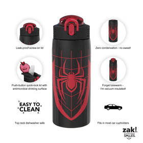 Zak Designs Marvel Spider-Man bottle carrying-loop facilitates easy transport.