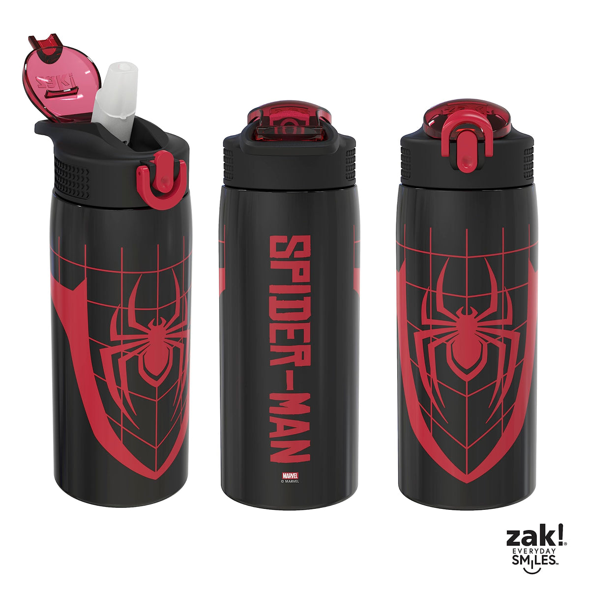 Zak Designs Marvel Spider-Man bottle durable stainless steel construction for travel.
