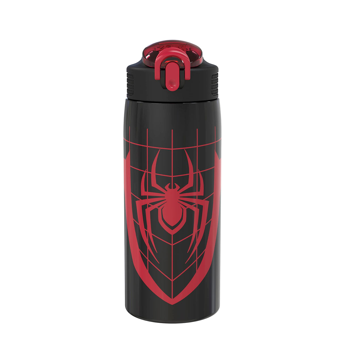 Zak Designs Marvel Spider-Man water bottle hero shot showcases Miles Morales artwork for on-the-go hydration.