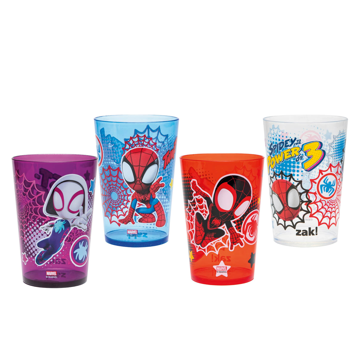Zak Designs Spider-Man nesting tumbler set front art for kid-friendly hydration