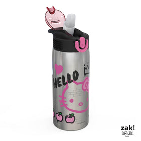 Leak-proof lid on Hello Kitty bottle prevents spills during travel.