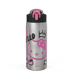 Zak Designs Hello Kitty bottle shows 19 oz capacity and sturdy stainless steel build.