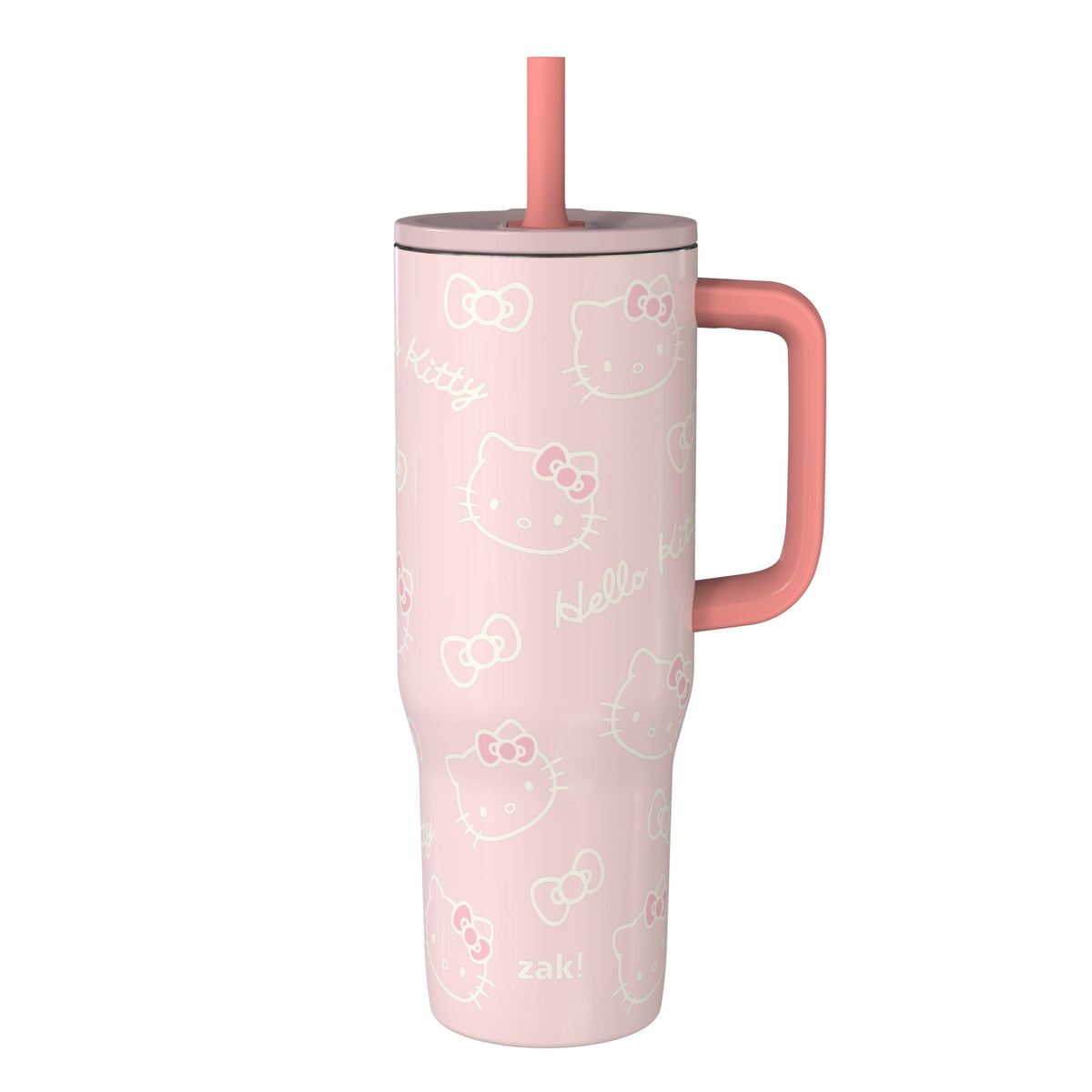 Zak Designs Sanrio Sutton Hello Kitty tumbler in travel setup for on-the-go hydration
