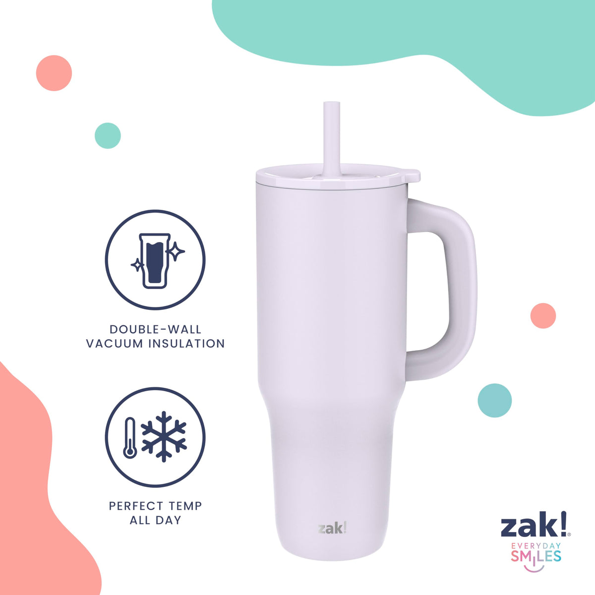 Zak Designs Sutton silicone straw ready for comfortable sipping.