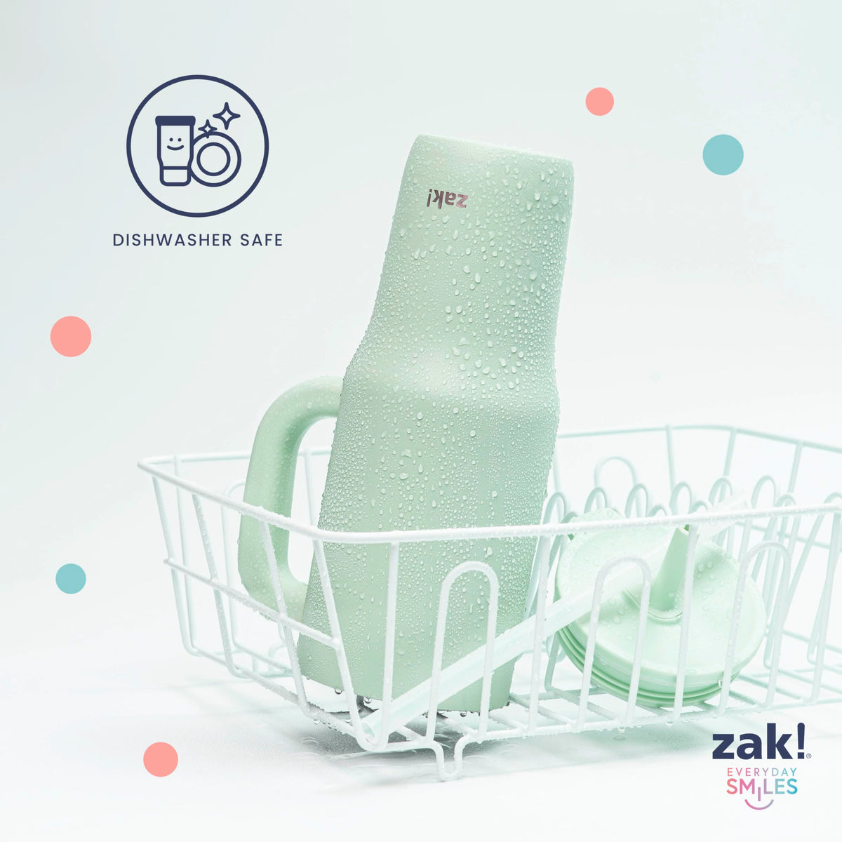 Zak Designs Sutton fits most car cup holders for easy travel.