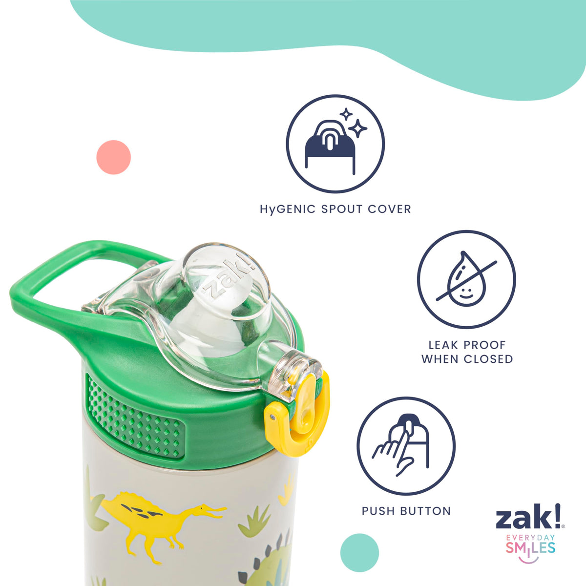 Zak Designs Toy Story bottle disassembled lid, easy cleaning after school.