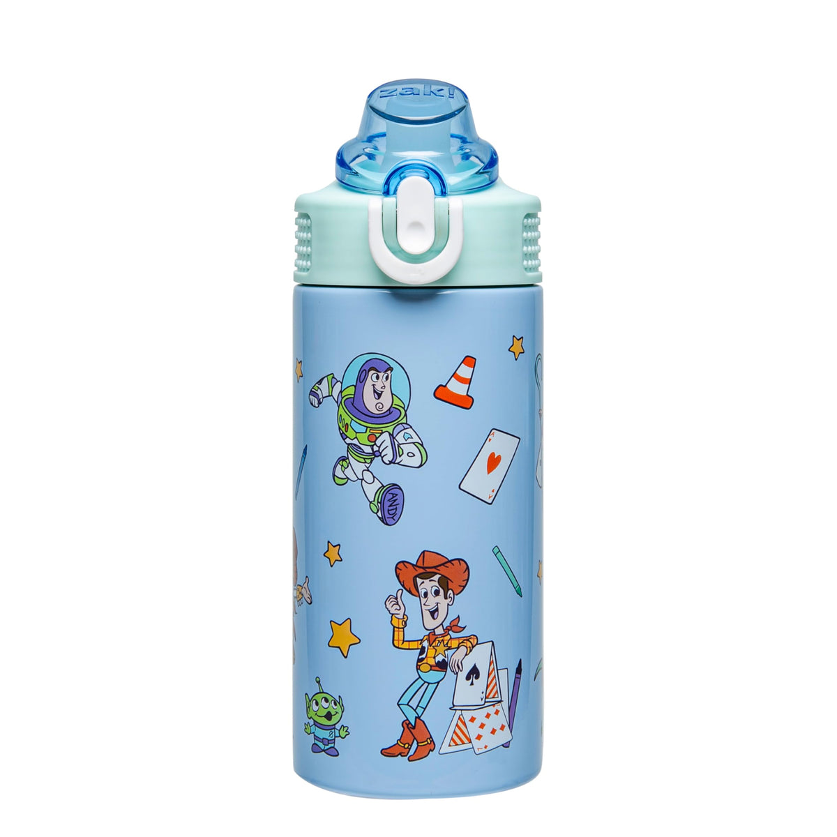 Zak Designs Toy Story bottle with Woody and Buzz art, ideal for school hydration.