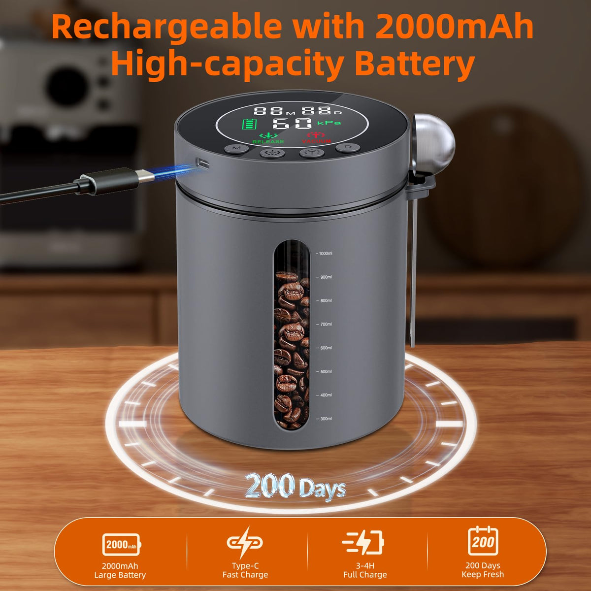 ZDXBO Type-C fast charging port for quick recharges.