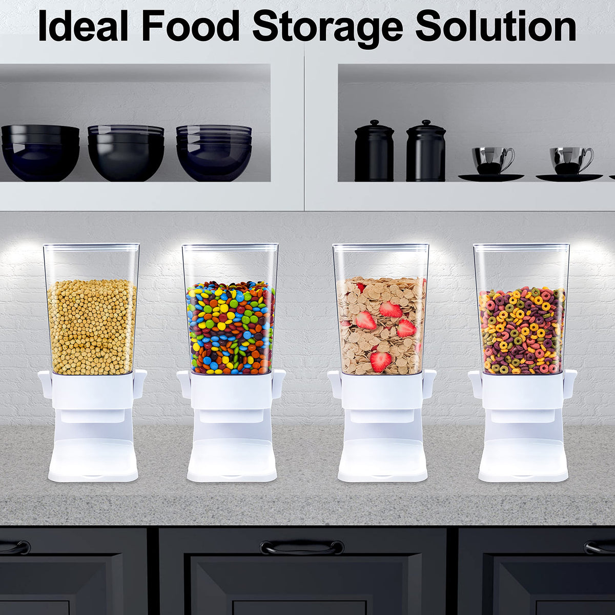 Zeadesign dry food organization on the counter enhances kitchen tidiness.