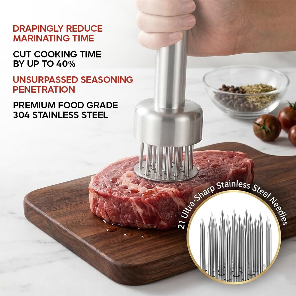 Zen MD Supplies tenderizer in use on chicken for quick prep