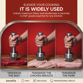 Zen MD Supplies meat tenderizer with ergonomic handle for comfortable grip