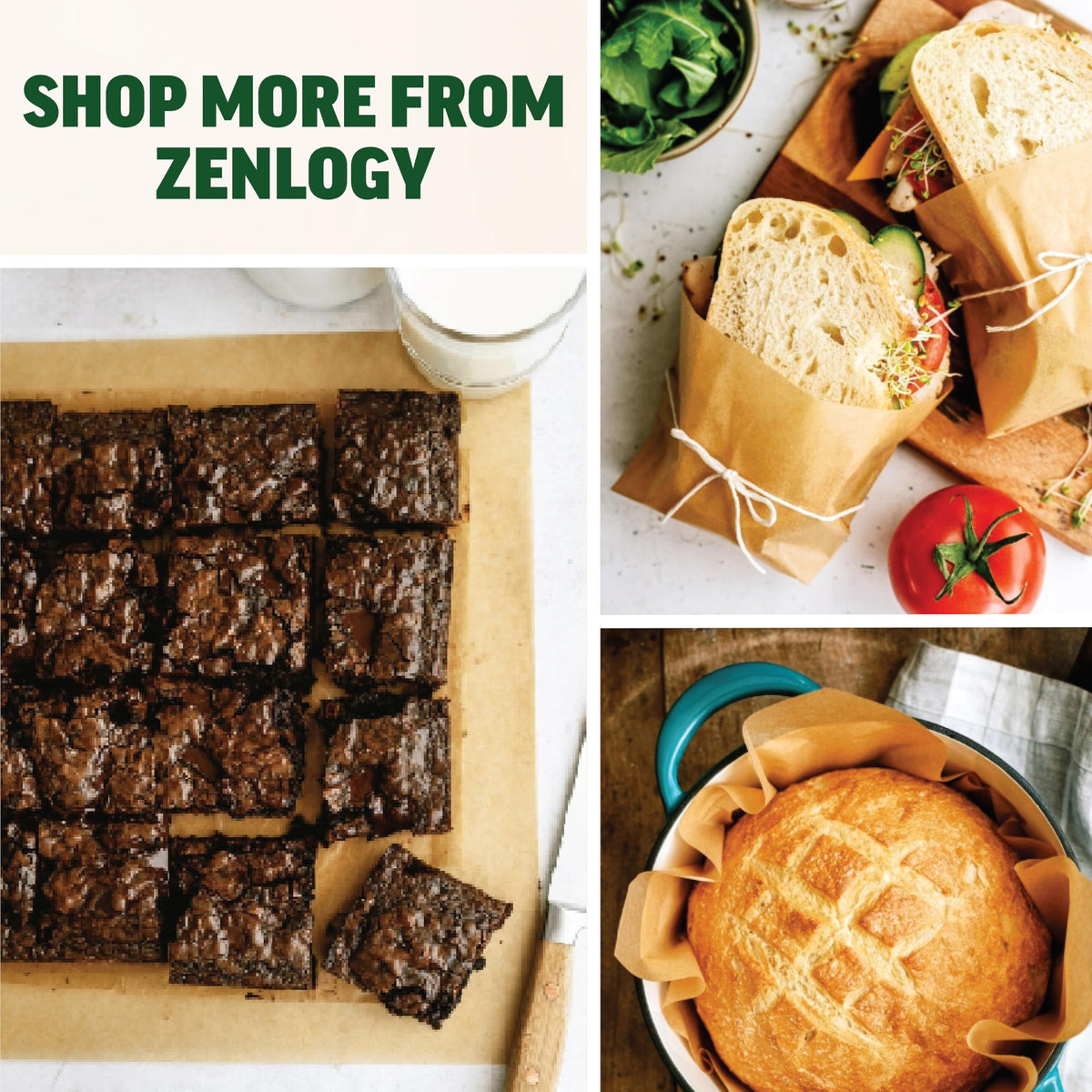 Zenlogy 200-sheet pack for efficient batch baking and prep.