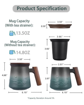 ZENS deep-infusion mug accommodates large leaf teas like oolong for full flavor.