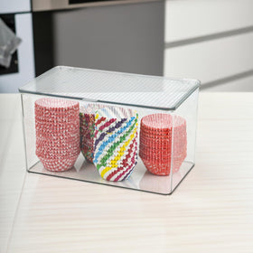ZEXALOR clear lid bin ideal for makeup and cosmetics storage