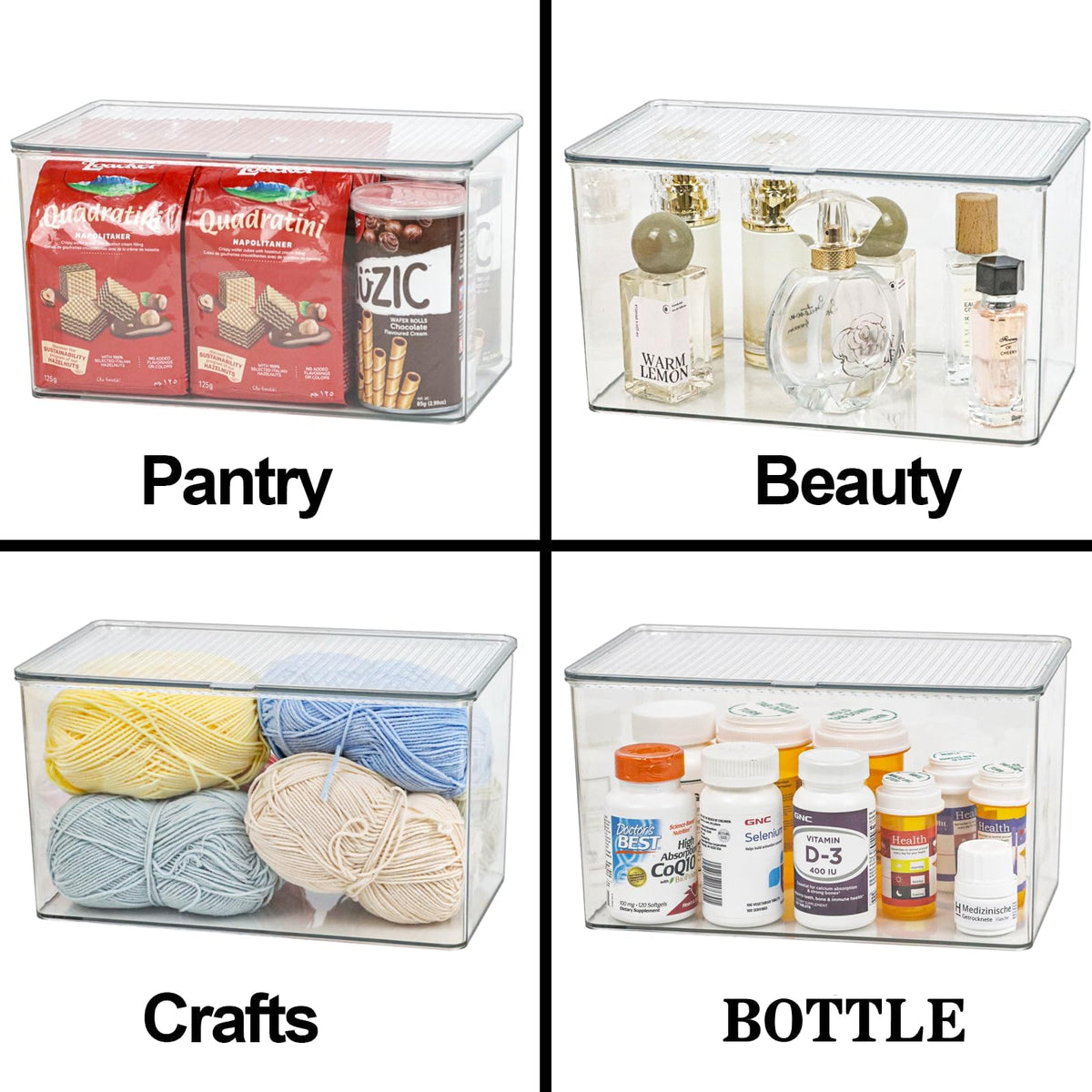 ZEXALOR transparent storage bin with lid keeps office essentials visible