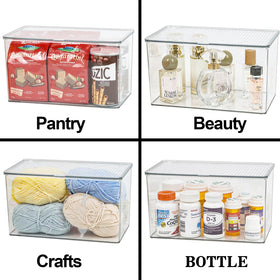 ZEXALOR transparent storage bin with lid keeps office essentials visible