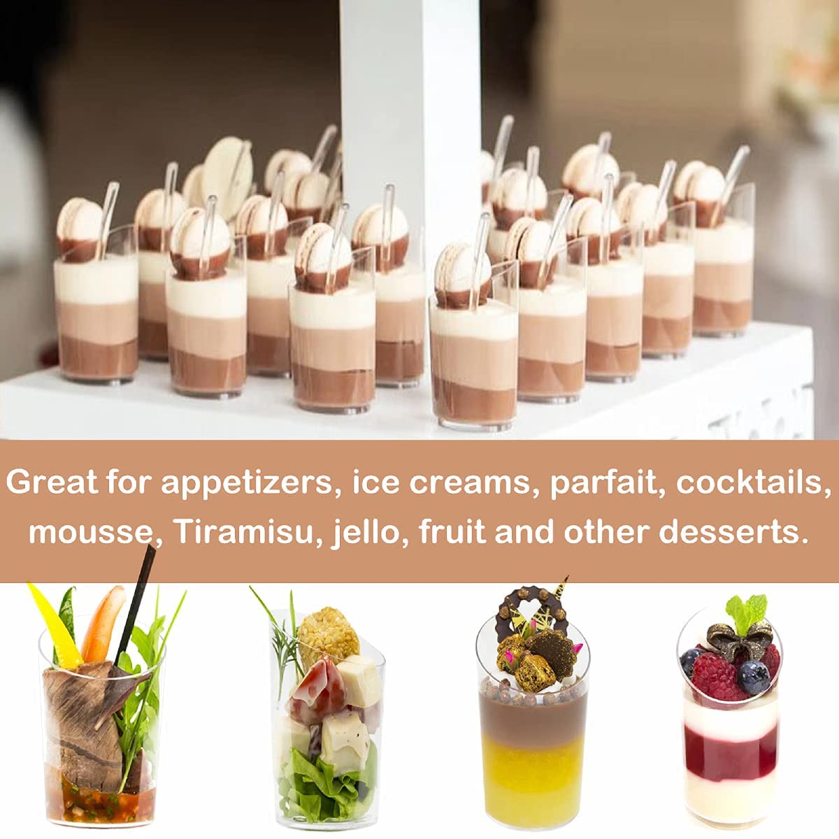Zezzxu 2.2oz cups ideal for single servings at events.