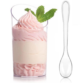 Zezzxu 50-pack mini dessert cups for elegant servings at parties.