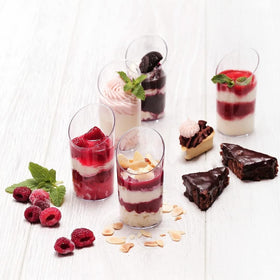 Zezzxu dessert cups suited for mousse, parfaits, tiramisu, and jelly treats.