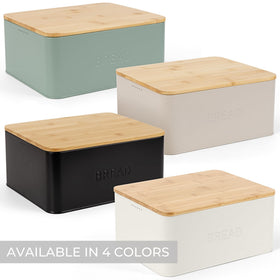ZICOTO kitchen bread box with wooden lid – safe, stylish counter storage for fresh bread.