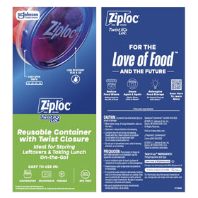 Ziploc Twist 'n Loc clear bodies let you see contents at a glance.