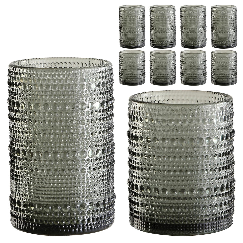 ZMOWIPDL vintage hobnail 12oz glass close-up shows sturdy grip and classic style.
