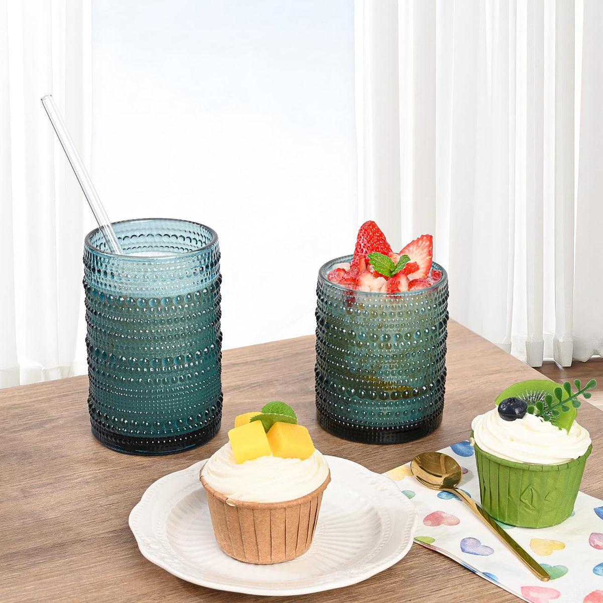 ZMOWIPDL vintage hobnail 15oz glass for cocktails and drinks