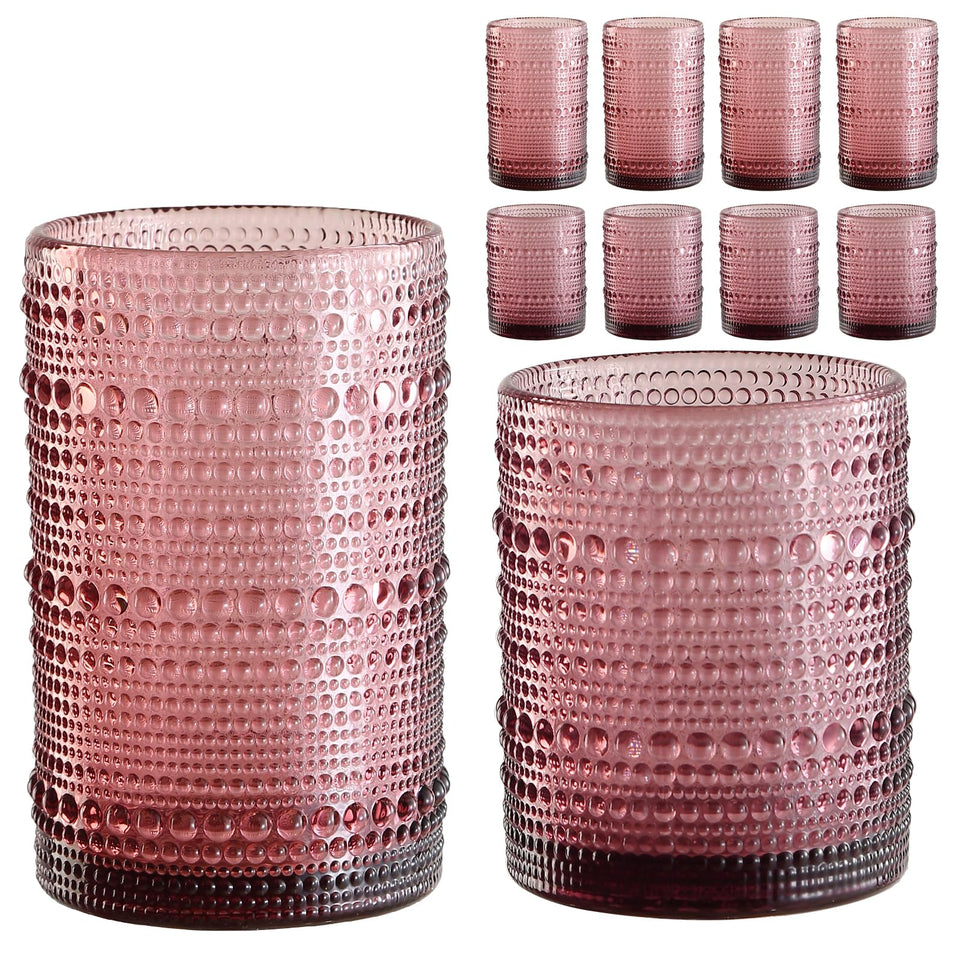 ZMOWIPDL vintage hobnail 12oz glasses front view for elegant sipping
