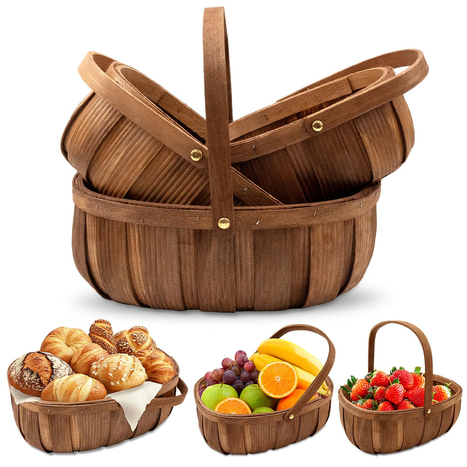 Zmpkhba small wooden bread basket with natural grain for bread service.