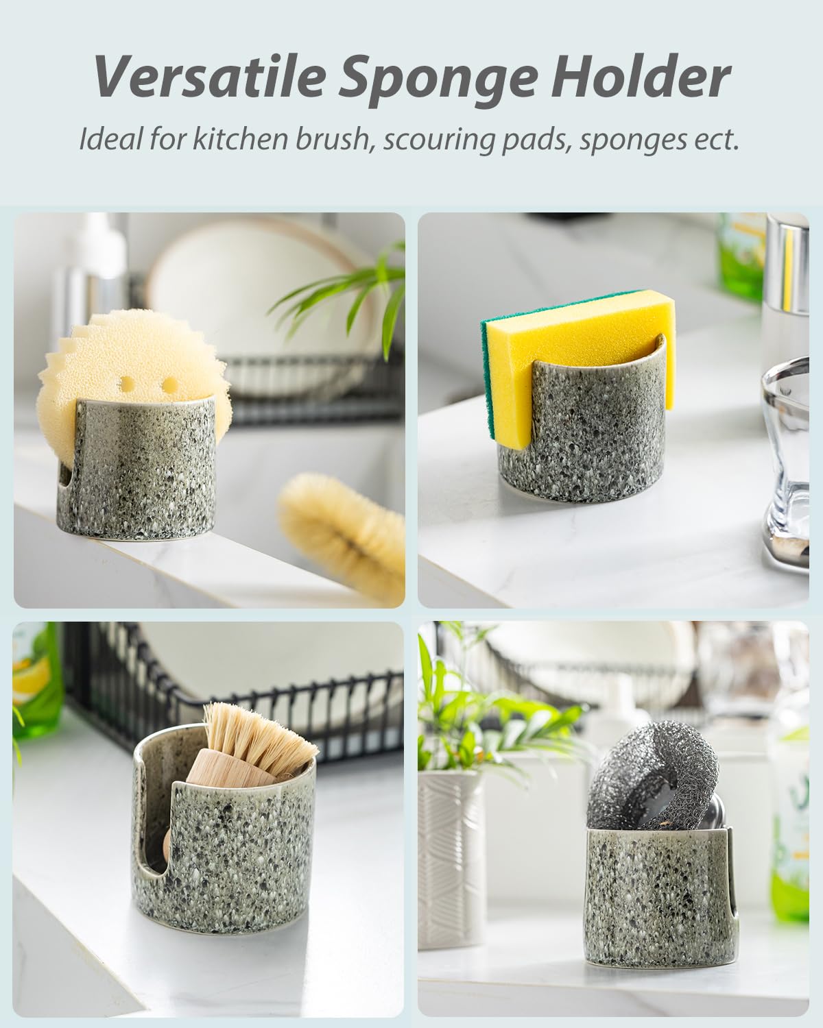 Zoeeker moveable lightweight sponge holder for flexible placement around the counter.