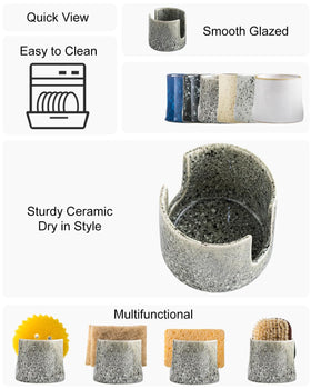 Zoeeker sponge rack shows sturdy ceramic build for daily dishwashing organization.