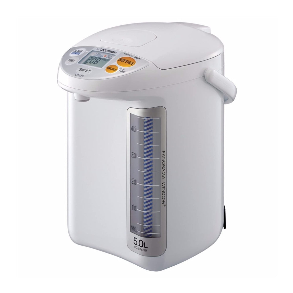 Zojirushi CD-LFC50 panorama window shows water level for easy monitoring and precise brewing.