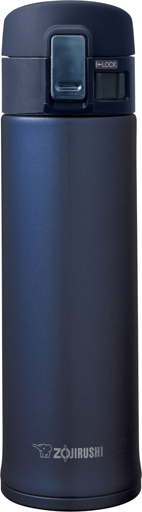 Zojirushi 16oz stainless steel mug in smoky blue, ideal for daily use