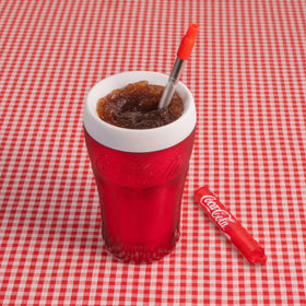 ZOKU Coca-Cola logo embossed cup shows licensed design