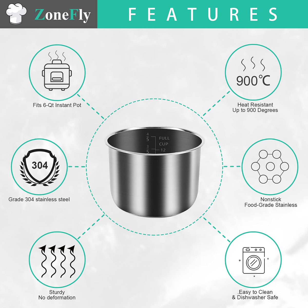 ZoneFly inner pot for PPC772 PPC780 WAL3 in stainless steel offers durable cooking performance