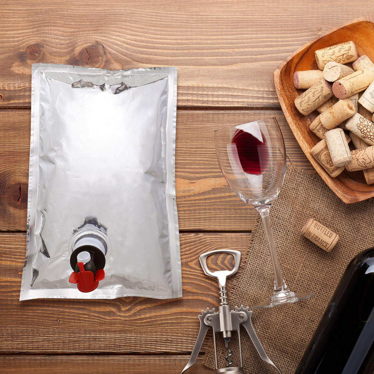 Zonon wine purse pouch at outdoor picnic, suitable for parties.