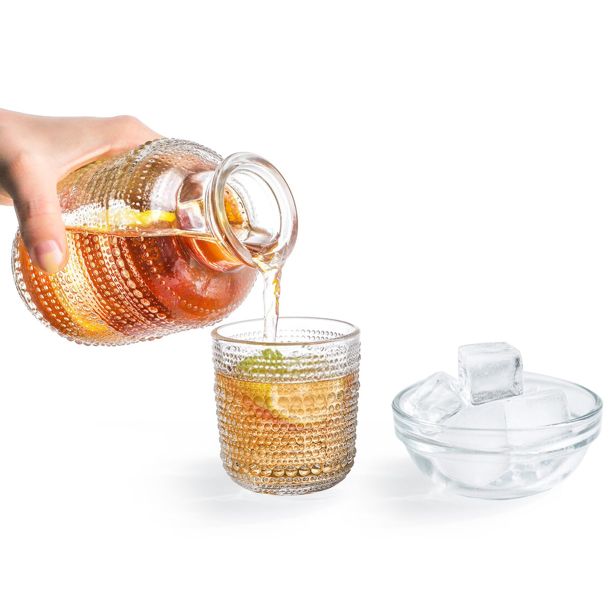 ZOOFOX clear night carafe with lid keeps beverages fresh and spill-free.