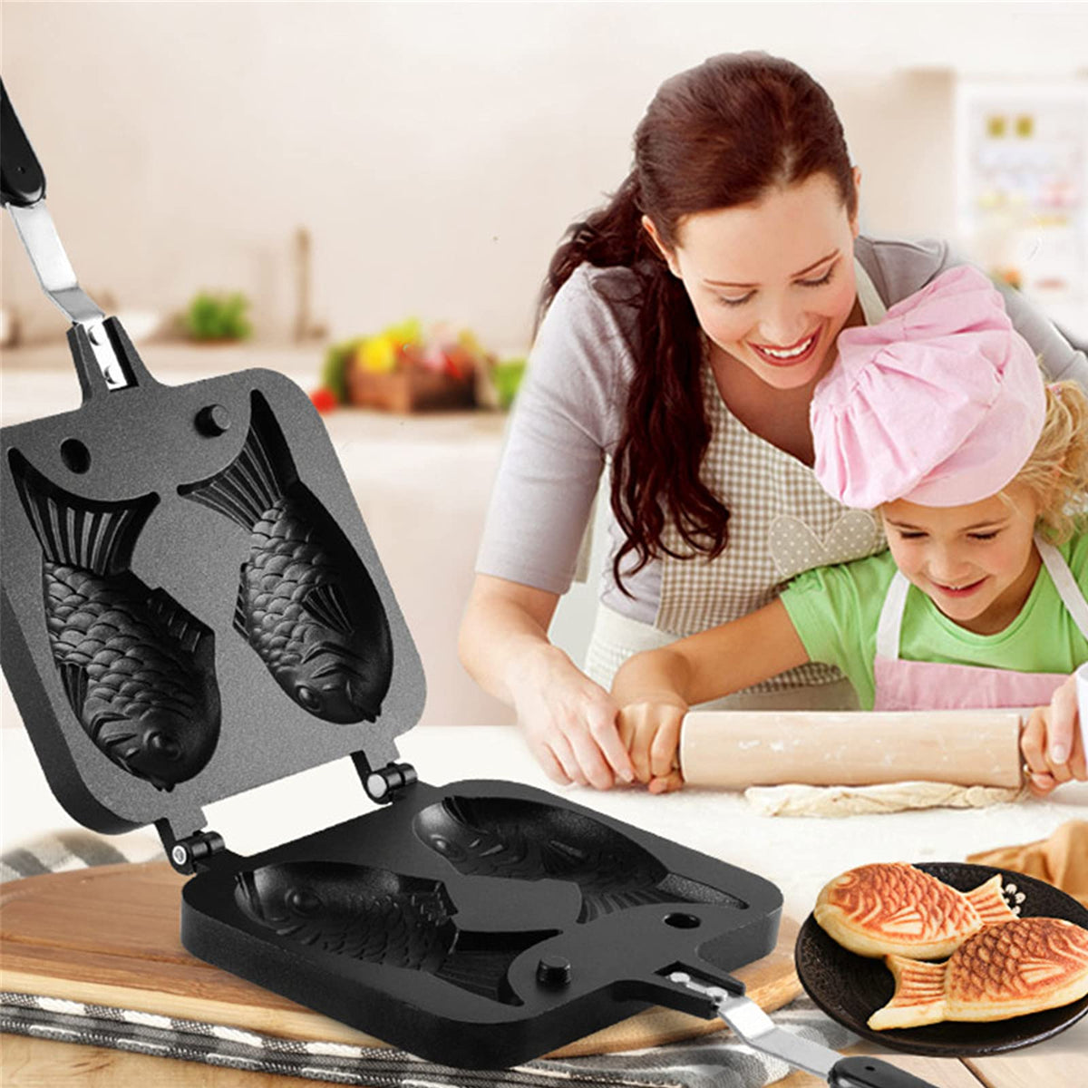 ZOOFOX Taiyaki pan compatible with electric, gas, ceramic and halogen hobs.