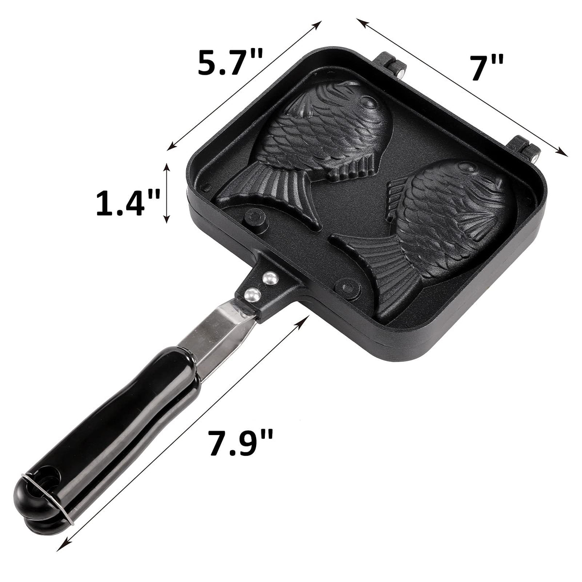 ZOOFOX Taiyaki pan open bracket design allows quick batter pour and close.