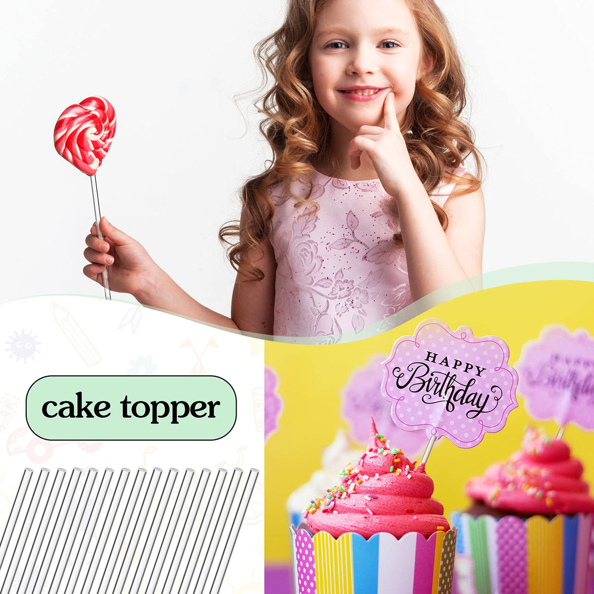 Zopeal kitchen stirring rods clear 3mm for beverages and desserts
