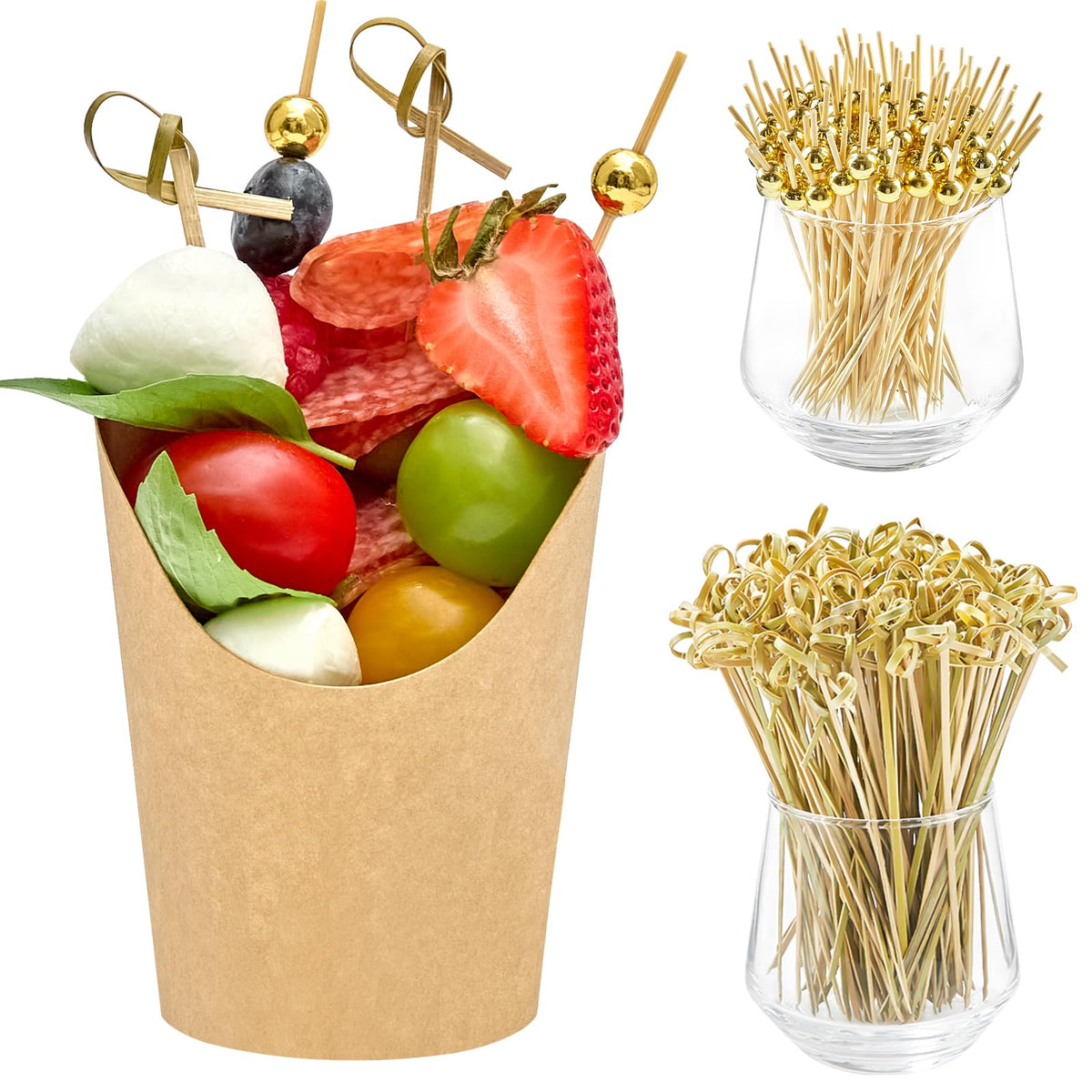 ZORRITA charcuterie cups 8oz front view showing clean kraft design for stylish snacks.